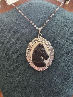 Vintage Horse Cameo Necklace